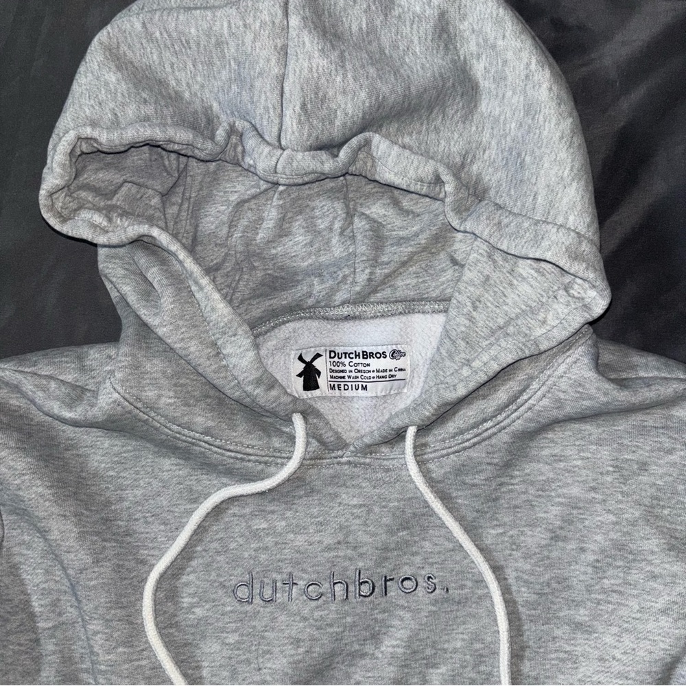 Dutch Bros hoodie unisex medium gray dutch embroidery